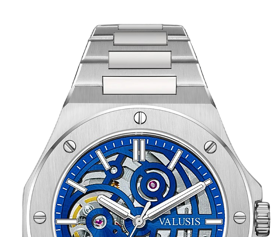 VALUSIS watch close-up with green malachite dial