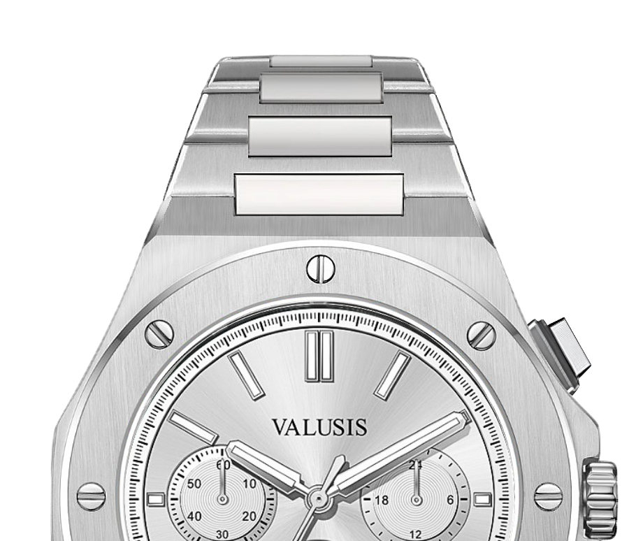 VALUSIS watch close-up with green malachite dial