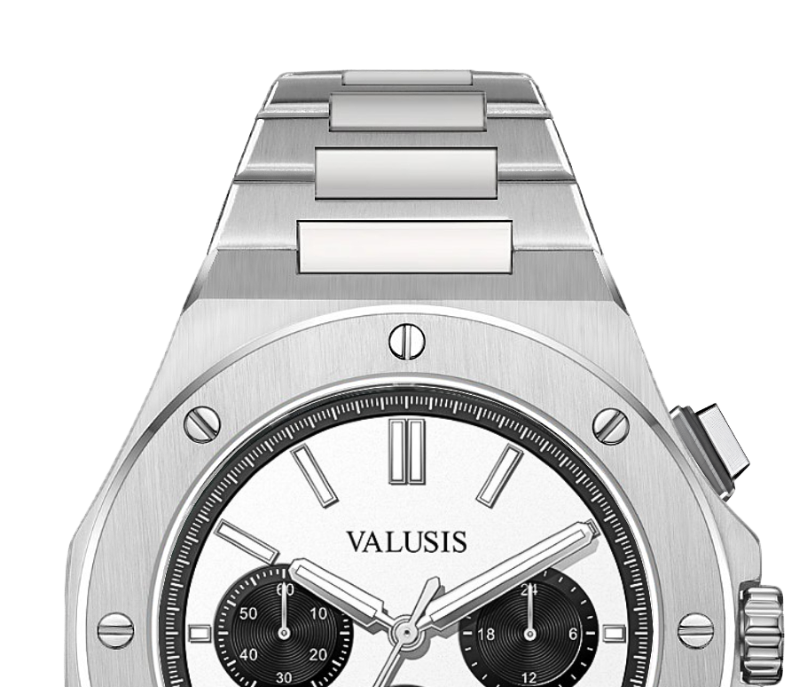 VALUSIS watch close-up with green malachite dial