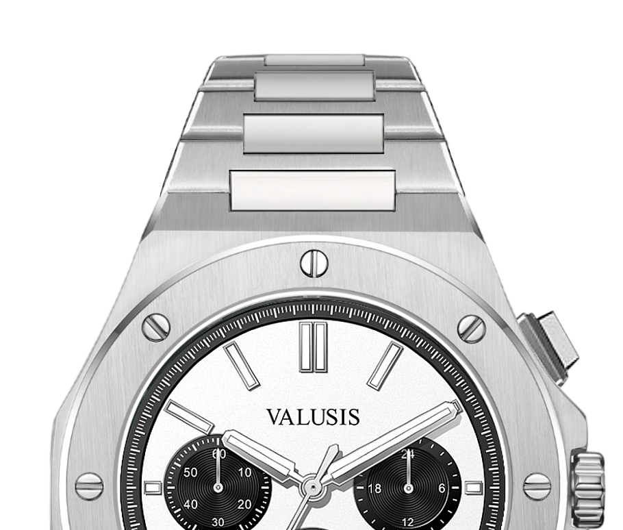 VALUSIS watch close-up with green malachite dial