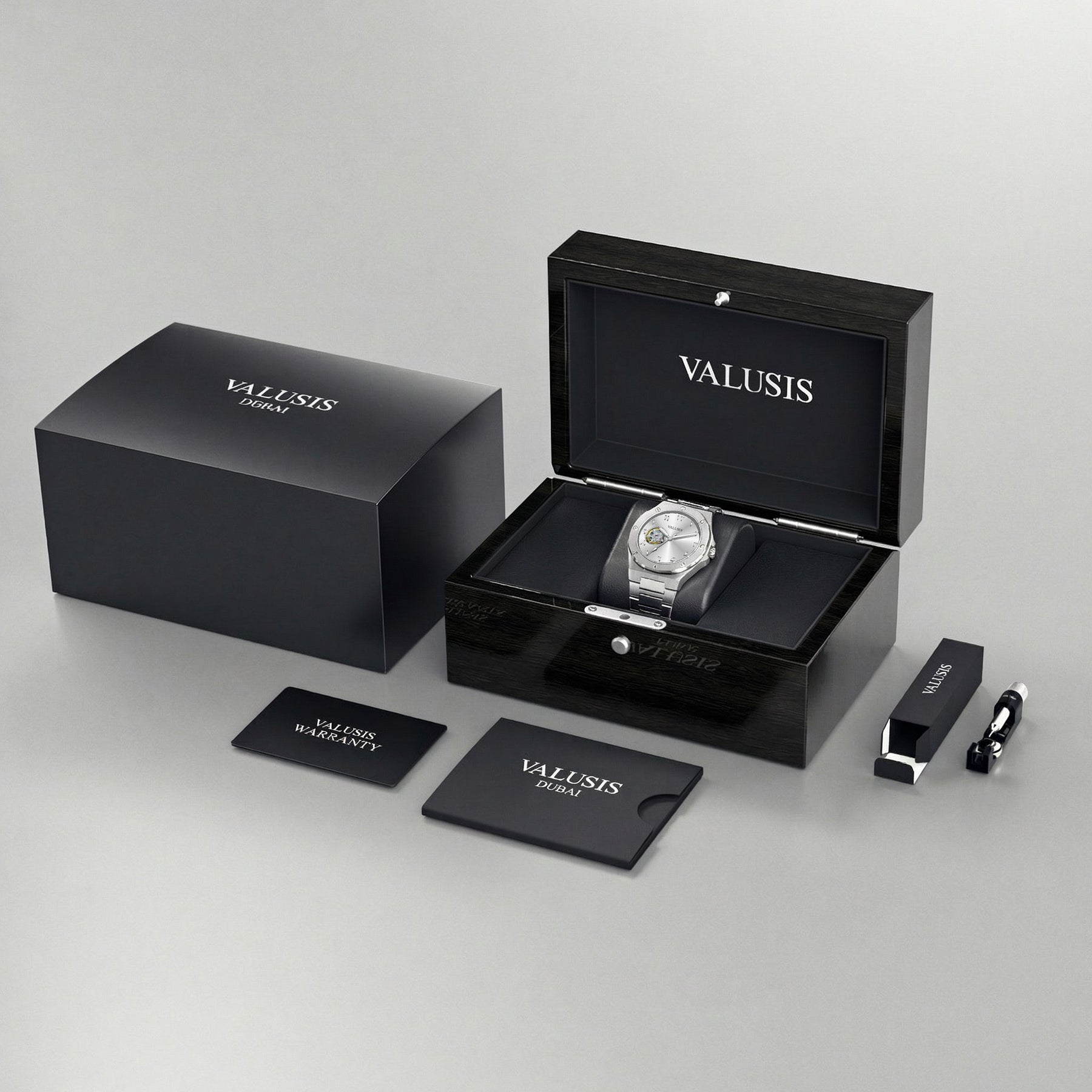 VALUSIS Lysium Silver Open-Heart – Luxury Watch Packaging Box Dubai