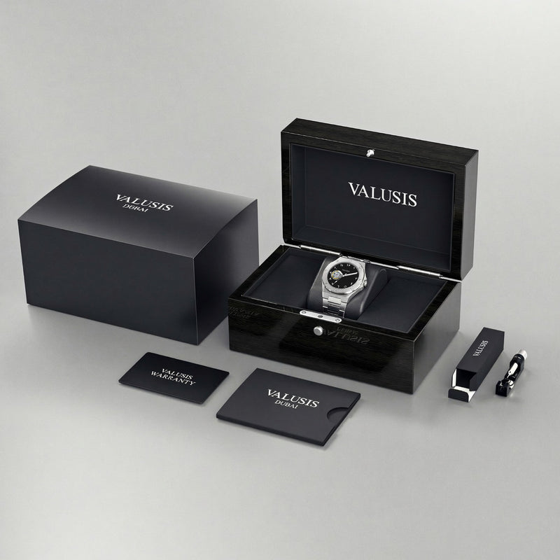 VALUSIS Lysium Black Open-Heart – Luxury Watch Packaging Box Dubai
