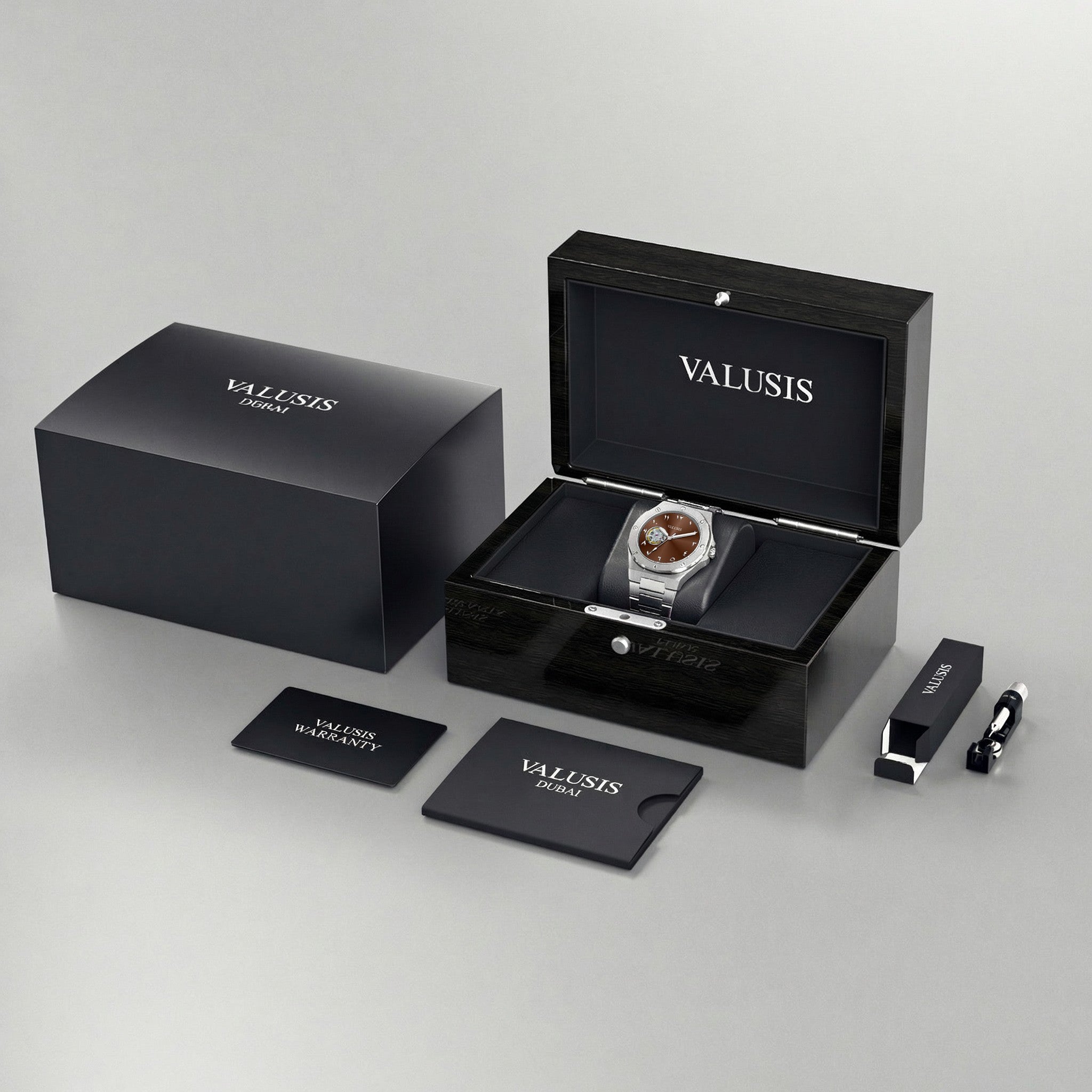 VALUSIS Lysium Brown Open-Heart – Luxury Watch Packaging Box Dubai