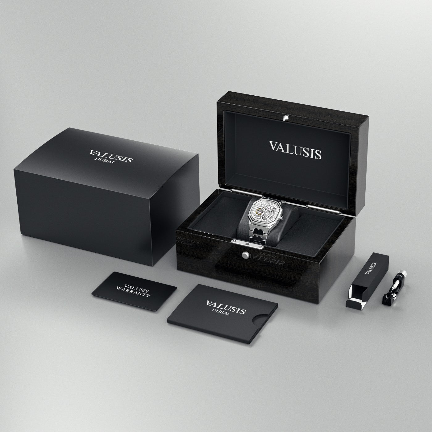 VALUSIS Volt White Skeleton – Luxury Watch Packaging Box Dubai