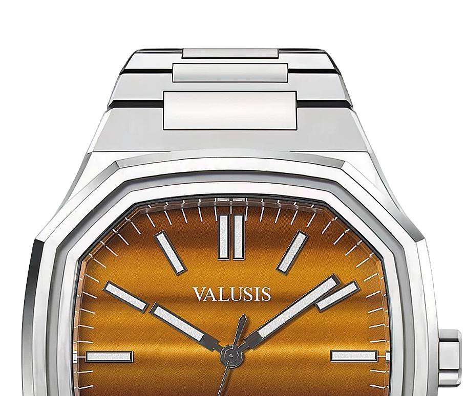 VALUSIS watch close-up with green malachite dial