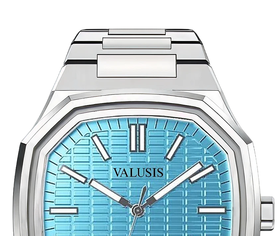 VALUSIS watch close-up with green malachite dial