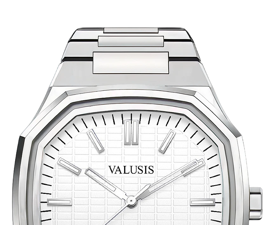 VALUSIS watch close-up with green malachite dial